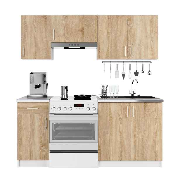 Ak furniture Kuchyňská linka Lima 1,8 m bílá/dub sonoma