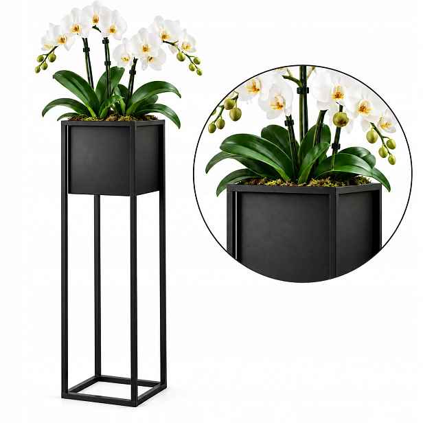 Držák Na Květináč stojící kovový 70 cm Gramix loft černý stojan na květiny obal