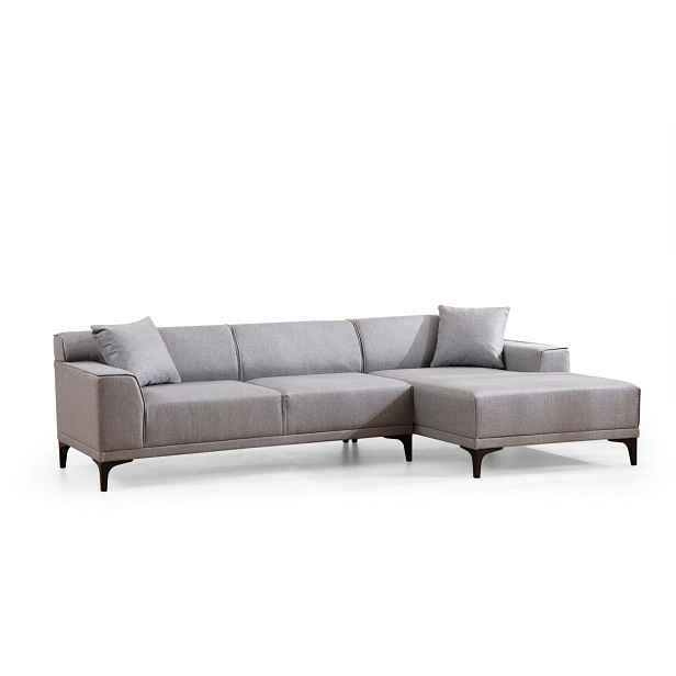 Hanah Home Rohová sedací souprava Petra 250 cm světle šedá pravá