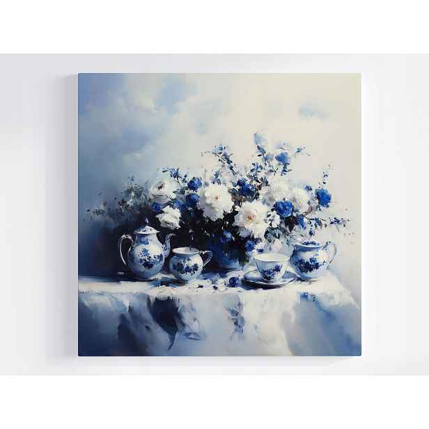 Obraz Na Plátně Canvas Květiny Čínský Porcelán Servis Káva Čaj 50x50