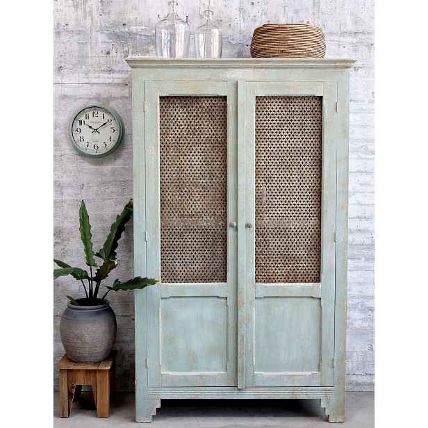 Opálová antik dřevěná skříň French antiek  - 113*44*184cm Chic Antique