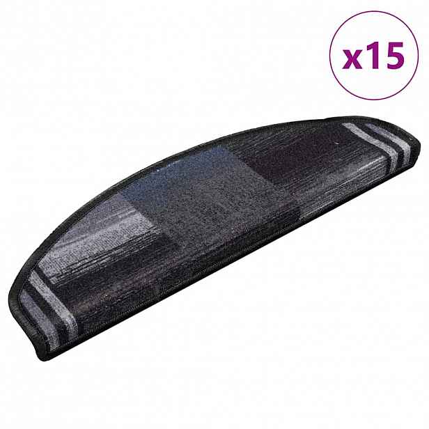 vidaXL Samolepící nášlapy na schody 15 ks černo-šedé 65 x 21 x 4 cm