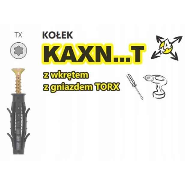 2x Rozpěrná Hmoždinka S Drážkou Torx TX25 8/5*60MM Kx 8/5*60T