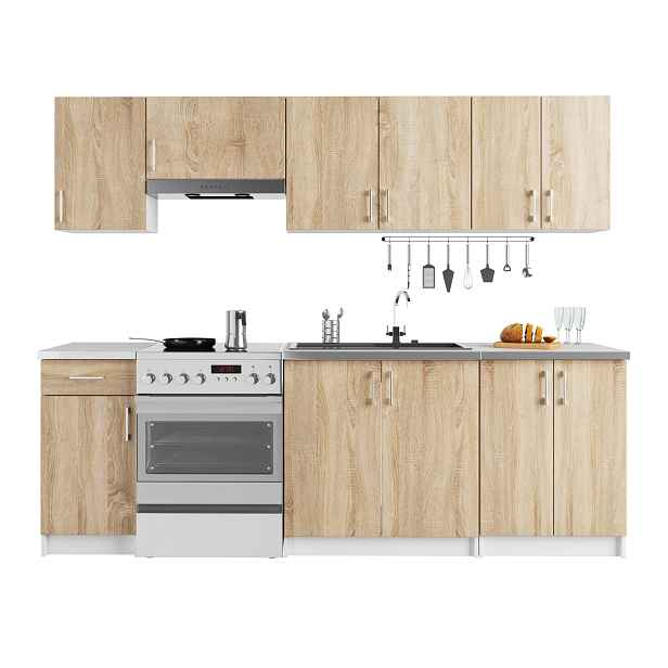 Ak furniture Kuchyňská linka Lima 2,4 m bílá/dub sonoma