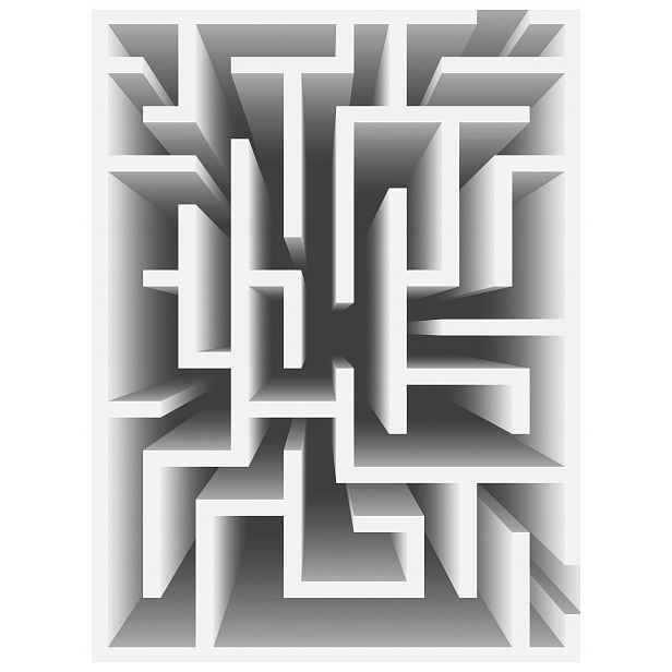 Fototapeta Geometrický labyrint šedé a bílé barvy 184x254, vinylová lepidlo