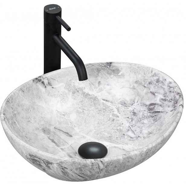 REA - Umyvadlo na desku Sofia Stone Marble 41x34,5 REA-U9908
