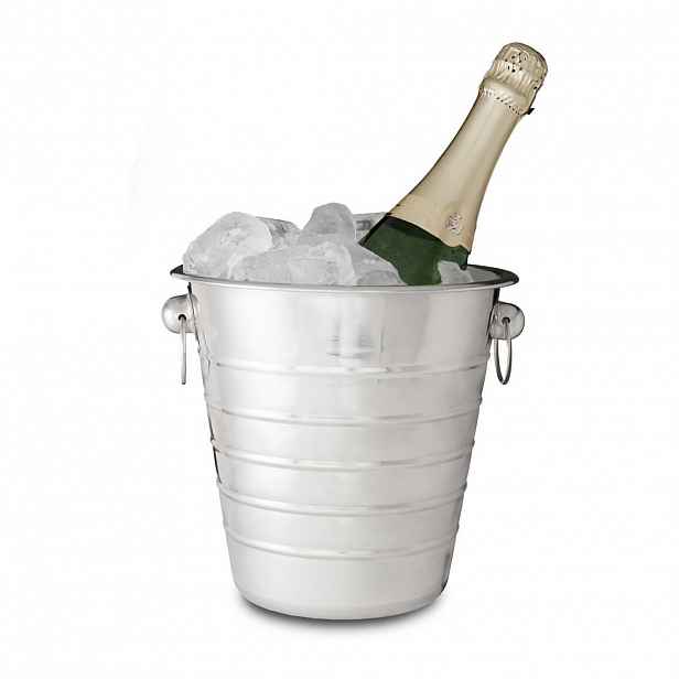 Relaxdays CHLADIČ NA ŠAMPAŇSKÉ Stříbrný nerez s kruhovými úchyty 4,75 l