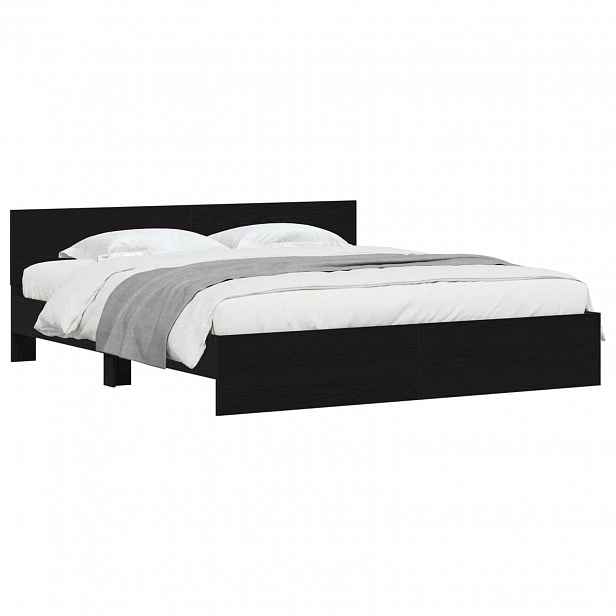 vidaXL Rám postele s čelem Černý dub 180 x 200 cm Kompozitní dřevo