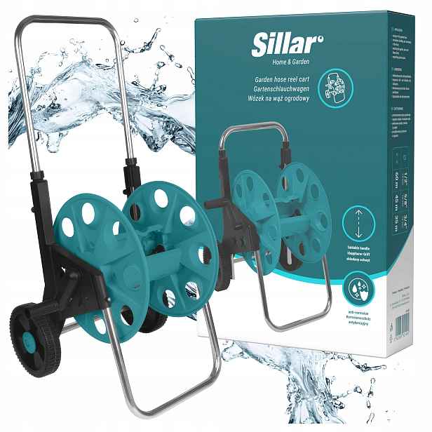Vozík Sillar navíječ buben stojan kov na hadice 60 m 1/2" 35 m 3/4"