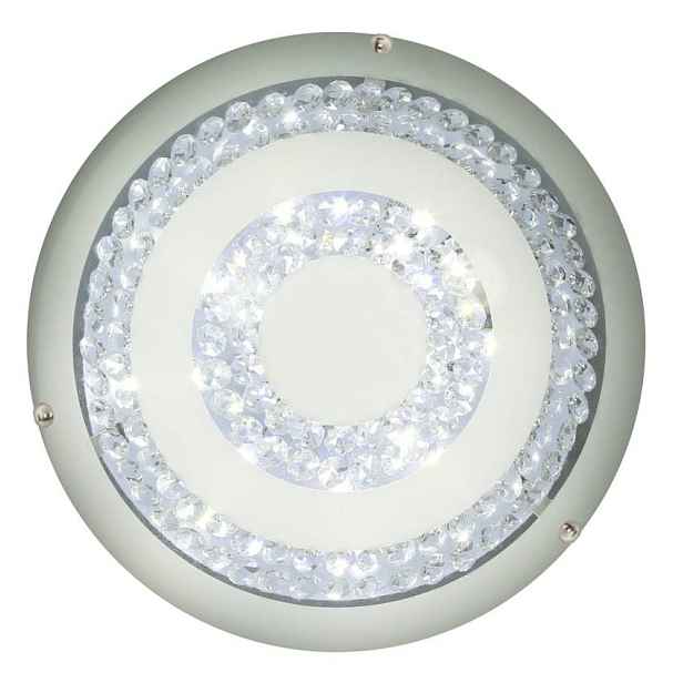 Kulaté skleněné stropní svítidlo bílé s LED krystaly 16W Monza