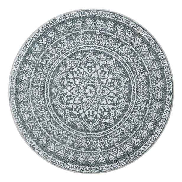 Kulatý koberec Boho, antracitový, protiskluzový, 160 cm