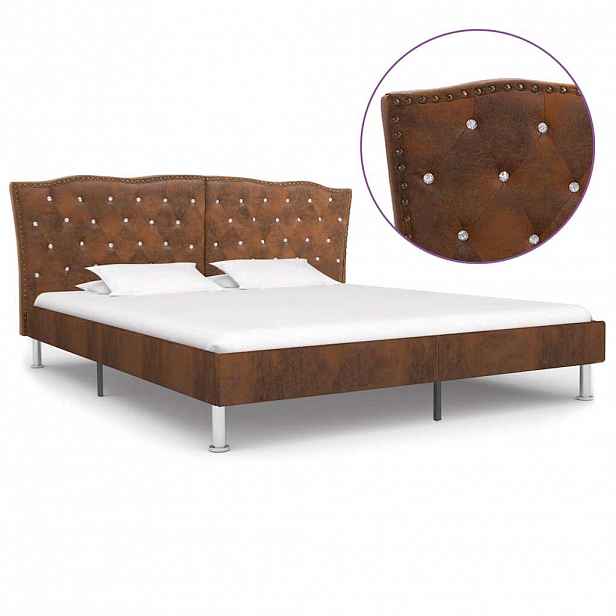 vidaXL Rám postele hnědý umělá broušená kůže 180 x 200 cm