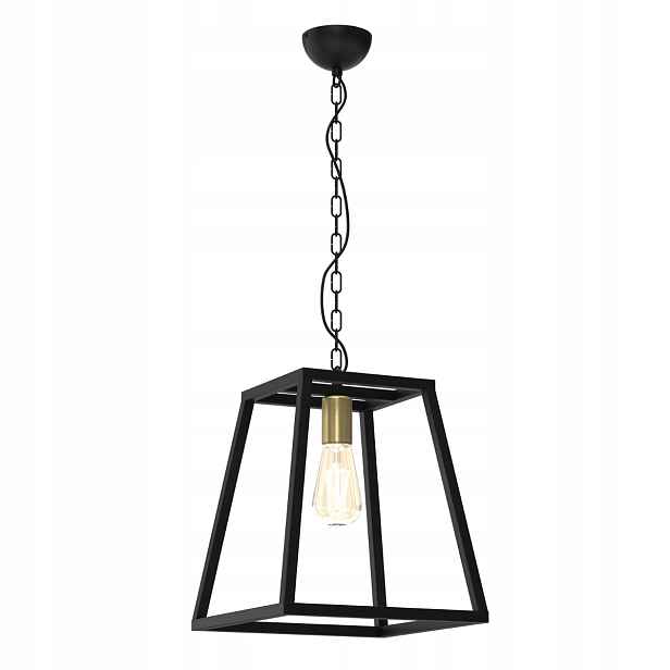 Závěsná lampa loft černá zlatá geometrická na řetězu do jídelny Luminex