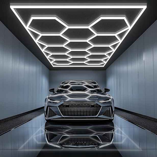 Led lampa Garáž Dílna Domov Osvětlení Panel Hexagon 394x229 Cm 6500K