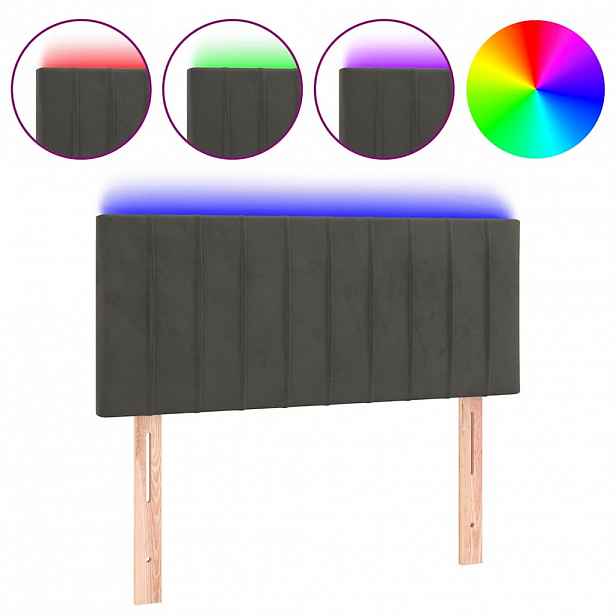 vidaXL Čelo postele s LED tmavě šedé 90x5x78/88 cm samet