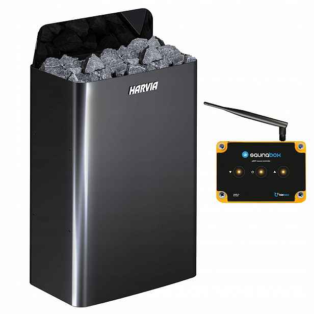 Kamna do sauny Harvia The Wall SW90E Black Steel ovladač SaunaBox Pro