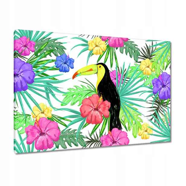 Obrazy 100x70 Monstera Tukan Hibiskus