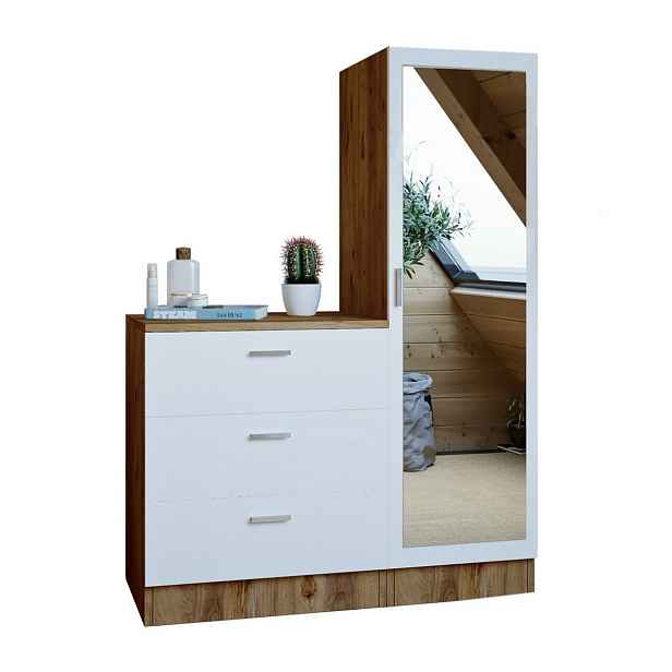 Komoda se zrcadlem Coco White and Atlantic Pine