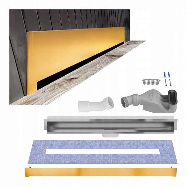 Lineární odtok 60 cm zlatý lesk sifon Viega Wall Waterway