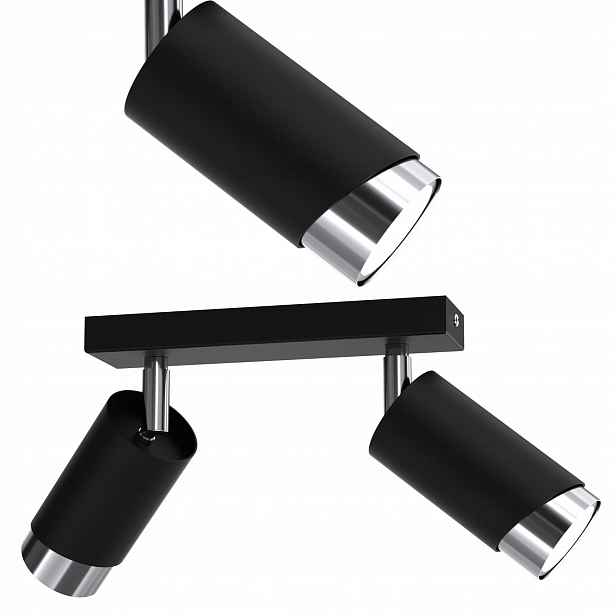 Stropní Svítidlo Reflektor Spot Černý Chrom Nastavitelná Led GU10 Polská Lampa