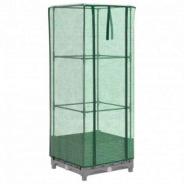 vidaXL Vyvýšený záhon se skleníkem ratanový vzhled 40 x 40 x 123 cm