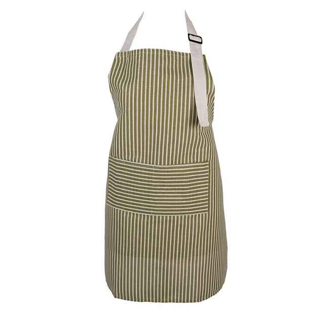 Béžovo-zelená pruhovaná dámská kuchyňská zástěra - 69*68 cm Clayre & Eef
