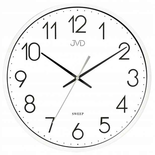 Bílý Čitelný Kulatý Tichý Elegantní Nástěnný Hodinový Stroj Jvd HX8016.1 30 cm