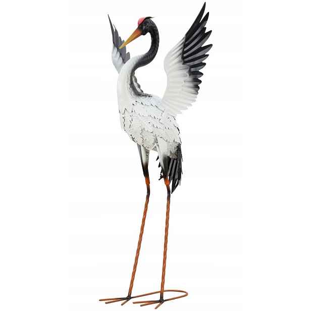 Bocian dekorace do zahrady domu ozdoba kov 82 cm