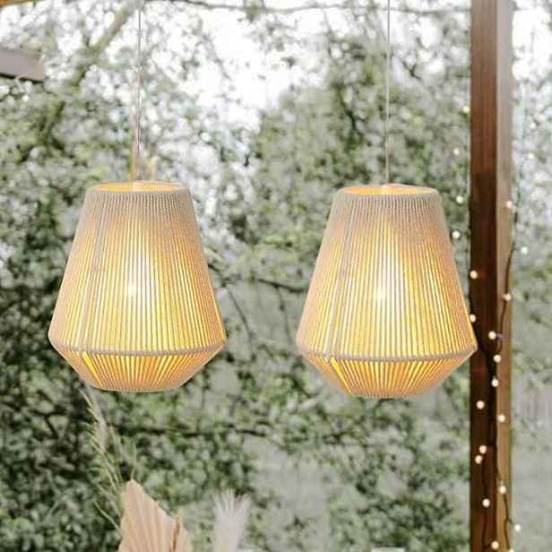 Dekorativní lampa Pletená 2ks Bavlněná Led na baterie Časovač Lampiony