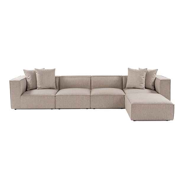 Hanah Home Rohová sedací souprava Sora 430 cm pískově béžová pravá