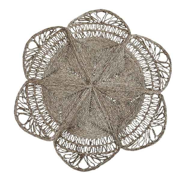 Přírodní kulatý koberec z mořské trávy ve tvaru květu Flow - Ø150 cm Chic Antique