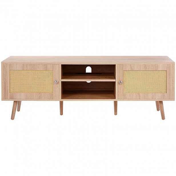 Ratanový Tv stojan 140 cm dub, silná Rtv skříňka 65 palců, Usb zásuvka, 2 porty
