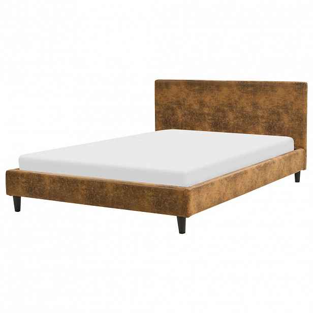 Beliani ČALOUNĚNÁ POSTEL 140/200 cm Hnědá Fitou