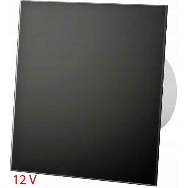 Nízkonapěťový Ventilátor 12V Skleněný Panel Černý Mat Standard Fi 100