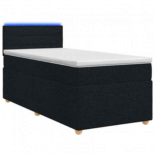vidaXL Postel boxspring s matrací s LED pásky Černá 90 x 190 cm Textil