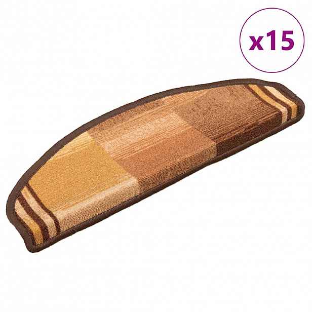 vidaXL Samolepící nášlapy na schody 15 ks hnědé 65 x 21 x 4 cm