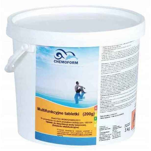 Multifunkční Tablety 200g 5kg Silná Chemie Do Bazénu 6v1 Chemoform