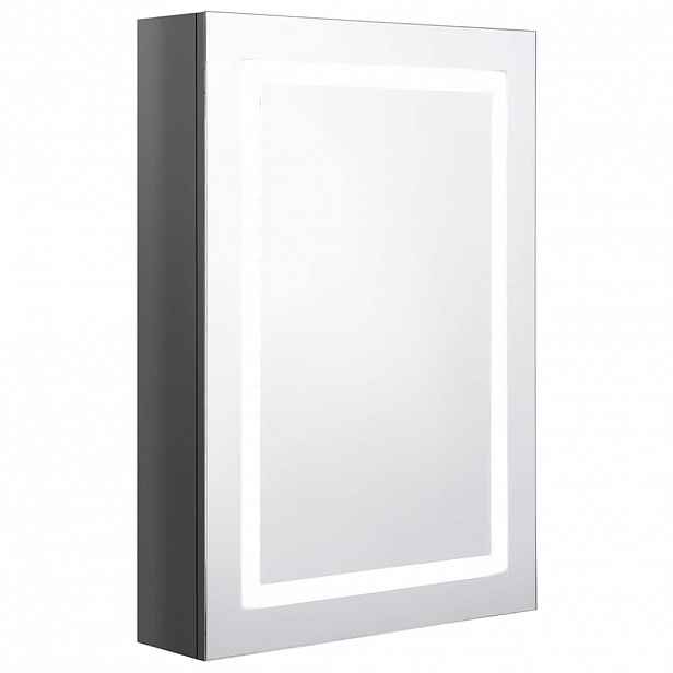 vidaXL LED koupelnová skříňka se zrcadlem zářivě šedá 50 x 13 x 70 cm