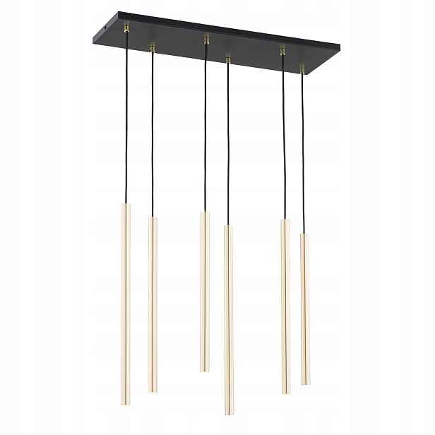Závěsná kaskádová lampa 6 rampouchů zlatá obdélníková 70 cm nastavitelná Emibig