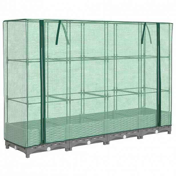 vidaXL Vyvýšený záhon se skleníkem ratanový vzhled 160 x 40 x 123 cm