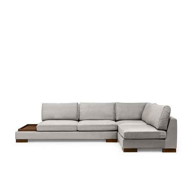 Hanah Home Rohová sedací souprava Tulip 313 cm s odkládacím stolkem světle šedá pravá