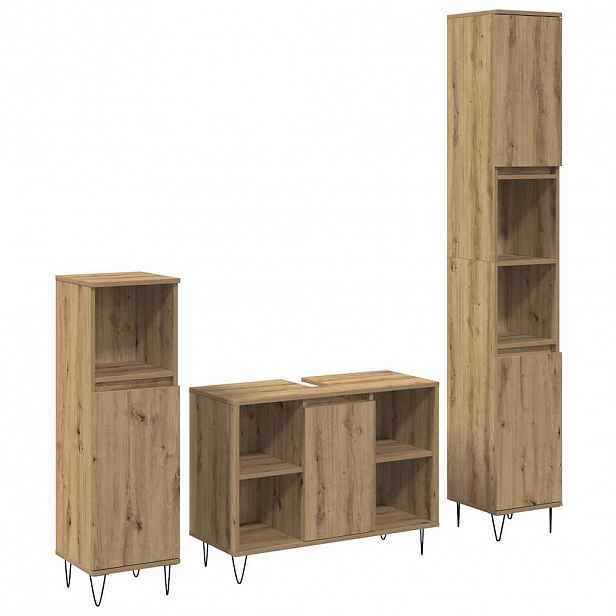 vidaXL Sada koupelnového nábytku 3 ks Artisanový dub 30 x 30 x 180 cm
