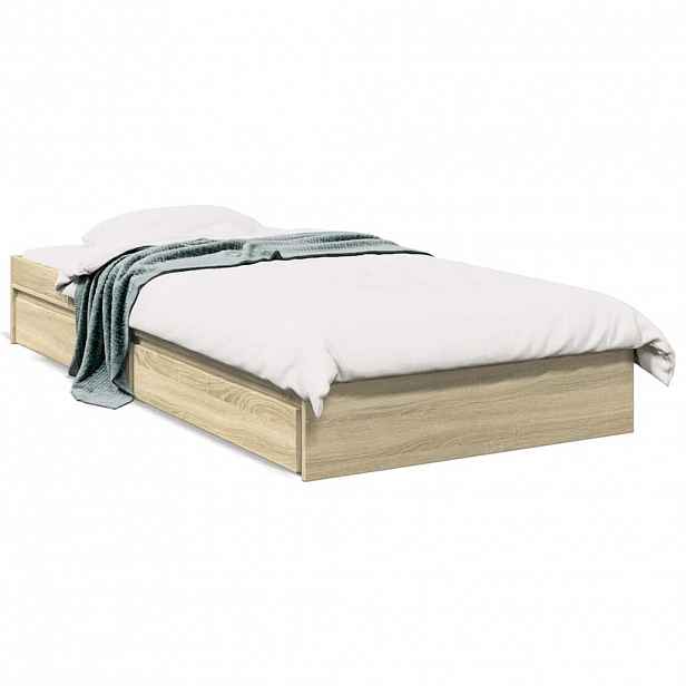 vidaXL Rám postele se zásuvkami dub sonoma 90x200 cm kompozitní dřevo