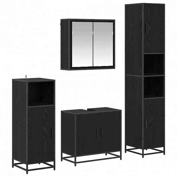 vidaXL Sada koupelnového nábytku 4 ks Černý dub 65 x 33 x 60 cm