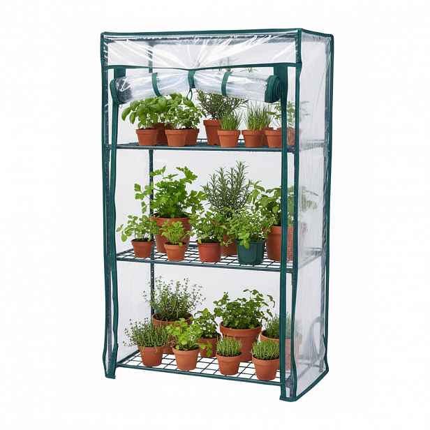Relaxdays SKLENÍK Zelený Transparentní PVC fólie 80x46x24 cm 1ks