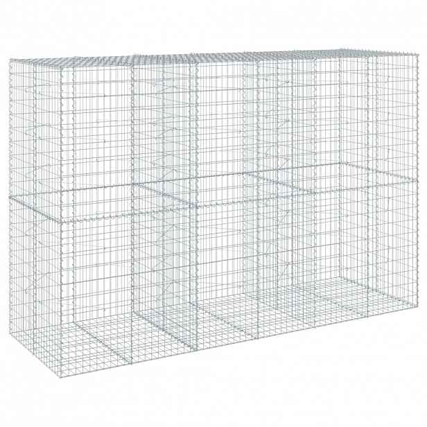 vidaXL Gabionový koš s víkem 300 x 100 x 200 cm pozinkované železo