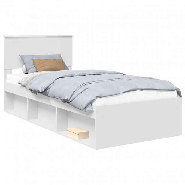 vidaXL Rám postele s čelo Bílá 90 x 190 cm Masivní borové dřevo