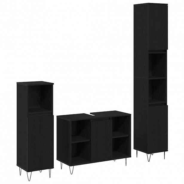 vidaXL Sada koupelnového nábytku 3 ks Černý dub 30 x 30 x 180 cm