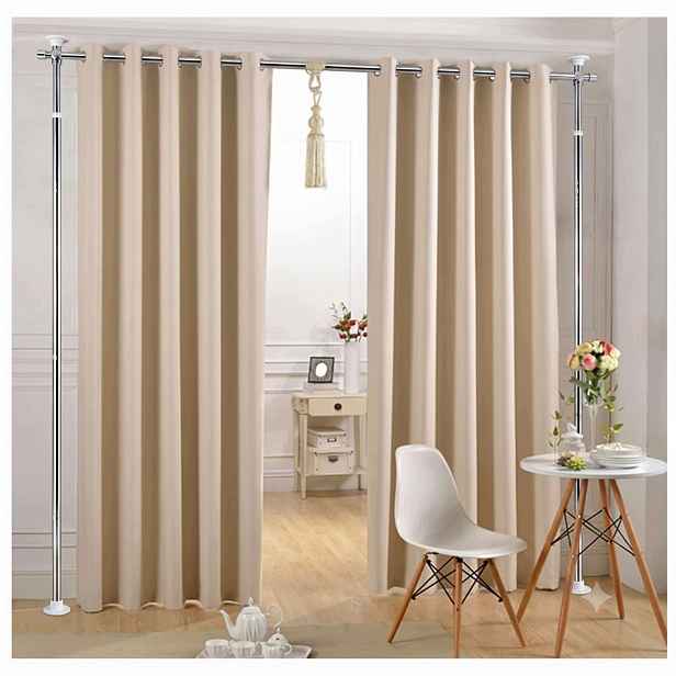 Garnýž na strop 120 cm-300 cm, tyč na záclony Stříbrná