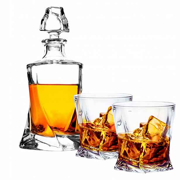 Křišťálová sada na whisky Bohemia Quadro karafa a 6 sklenic jako dárek